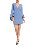 Nicole Bell-Sleeve Cady Shift Dress