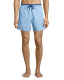 Moka Bi-Color Solid Swim Trunks, Light Blue