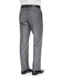 Benson Sharkskin Wool Trousers, Light Gray