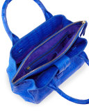 New Cristina Medium Crocodile Tote Bag, Blue Matte