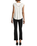 Slim-Fit Flare-Leg Cropped Suit Pants, Black