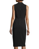 Carissa Sleeveless Faux-Wrap Dress, Black