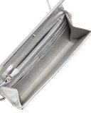 Milla Glitter Fabric Clutch Bag, Silver
