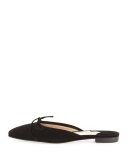Suede Bow Ballerina Mule, Black