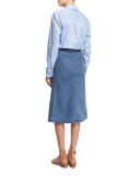 Marisol Embroidered Denim Midi Skirt, Vinde
