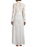 Phedra Lace-Bodice Long Robe, White