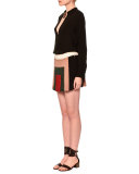 Embellished Patchwork Mini Skirt, Multi Colors