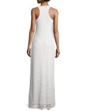 Aster Knit Lace Racerback Maxi Dress, White 