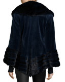 Sheared Mink Fur Jacket, Navy