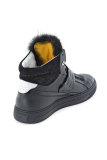 Croc-Strap Leather High-Top Sneaker, Black