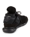 Qasa Men's High-Top Leather Trainer Sneaker, Black
