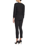 Zip-Front Mesh Cropped Jacket, Black/Multi