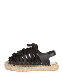 Gemma Leather Espadrille Sandal, Black