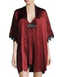 Silk Short Robe, Bordeaux