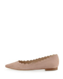 Srila Scalloped Pointed-Toe Flat, Nude