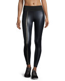 Chance Coated Leggings with Metallic Stripe, Navy
