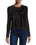 Leather-Front French Terry Top