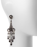 Rhodium-Plated Deco Crystal Earrings