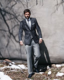 Plaid Two-Button Sport Coat, Gray/Blue