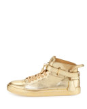 100mm Metallic High-Top Sneaker, Gold