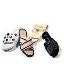 Faina Crochet Flat City Slide Sandal, White
