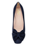 molly suede low-heel bow pump, navy