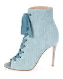 Denim Open-Toe 105mm Bootie, Blue