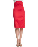 High-Waist Pencil Skirt, Hibiscus
