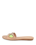 taleen too sunglasses slide sandal, natural/gold/blue mirror