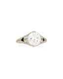 Estate Art Deco Diamond & Onyx Engagement Ring, Size 6