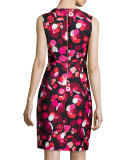 sleeveless floral-print cocktail sheath dress