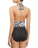 Yves Zooloo Printed Halter One-Piece Swimsuit