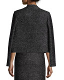 Layla Jacquard Mandarin-Collar Jacket, Caviar/Frost