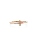 14k Rose Gold Pave Diamond Cross Ring