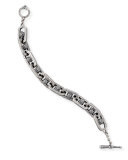 Floral Etched Sterling Silver Link Bracelet