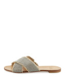 Edgeway Frayed Chain Sandal, Platinum