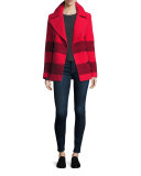 Skye Striped Wool-Blend Peacoat, Fiery Red