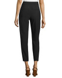 Slim Cropped Cigarette Pants, Black