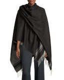 Plush Wool Serape, Black/Ash, Petite