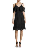 Helene Cold-Shoulder Silk Cocktail Dress