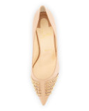Baretta Studded 70mm Red Sole Pump, Nude/Light Gold