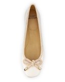 Trumpets Braided-Trim Ballerina Flat, Ivory
