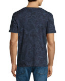 Paisley-Print Short-Sleeve Crewneck T-Shirt, Navy Multi