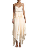 Cutout-Waist Sleeveless Dress, Ivory