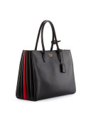 Bibliothèque XL Leather Tote Bag, Black/Red (Nero+Fuoco)