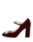 ballina crystal velvet mary jane pump, bordeaux