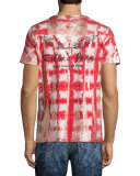Coated Tie-Dye Short-Sleeve T-Shirt, Red