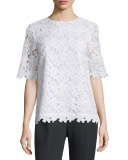 floral lace short-sleeve top