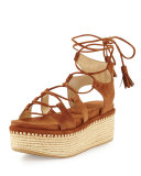 Romanesque Lace-Up Platform Sandal, Saddle