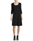 Cashmere Long-Sleeve Fit-&-Flare Dress